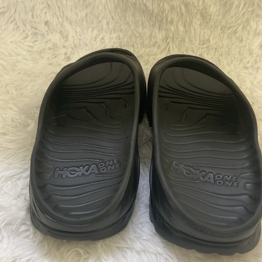 HOKA ONE ONE,MEN,DARK GREY,ORA RECOVERY SLIPPERS. SIZE- M 12 - Picture 4 of 9